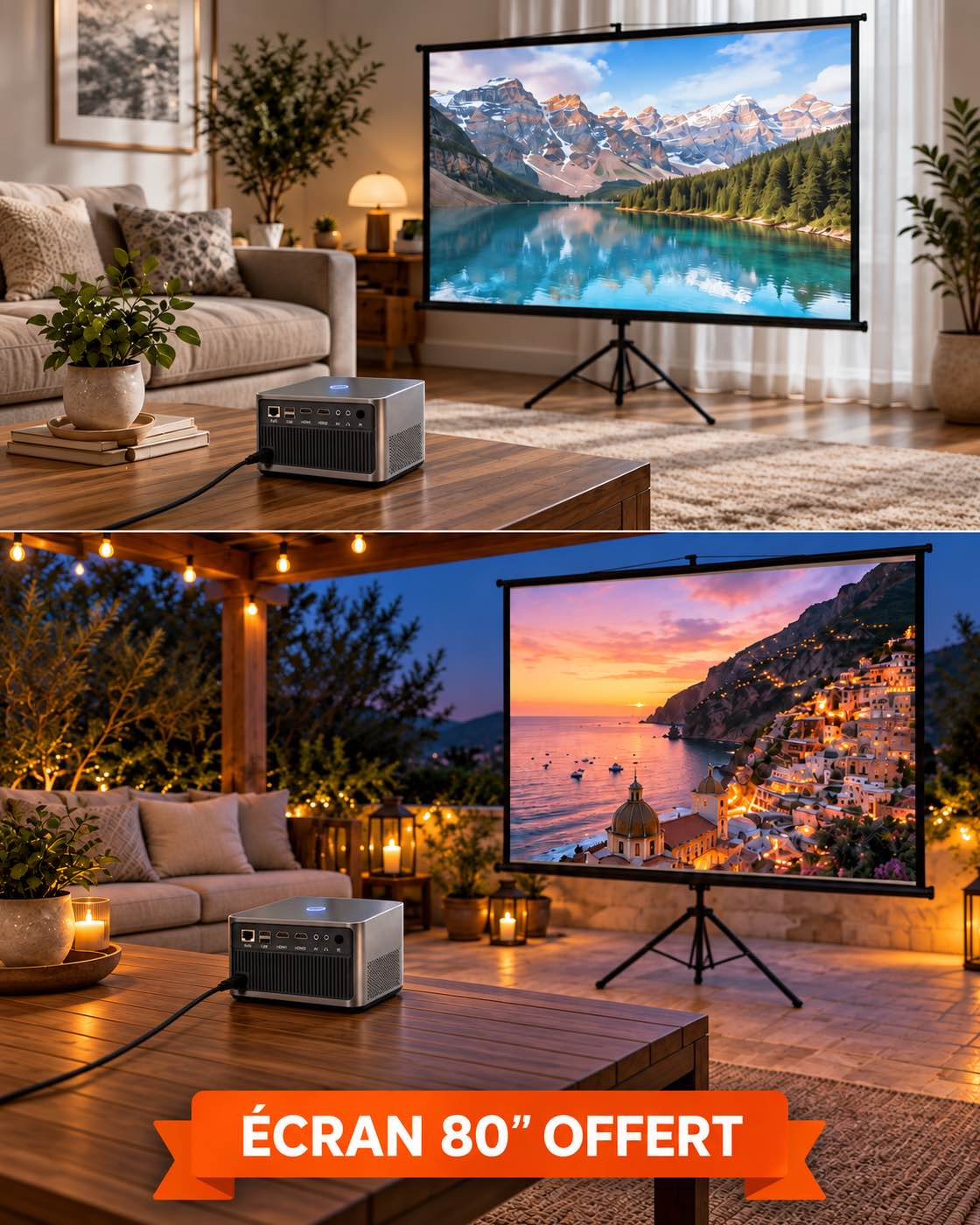 Projektorland Grand Cinema – compatible 4K, Full HD 1080p natif, 580 lumens ANSI, HDMI et USB