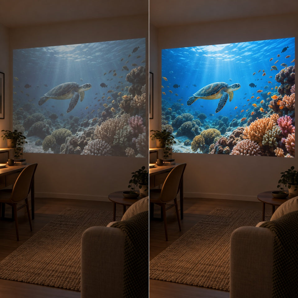Miniprojektor Projektorland Luma Compact – 200 ANSI-lumen, HD 720p, Android 14, Wi-Fi 6 och 5 W högtalare