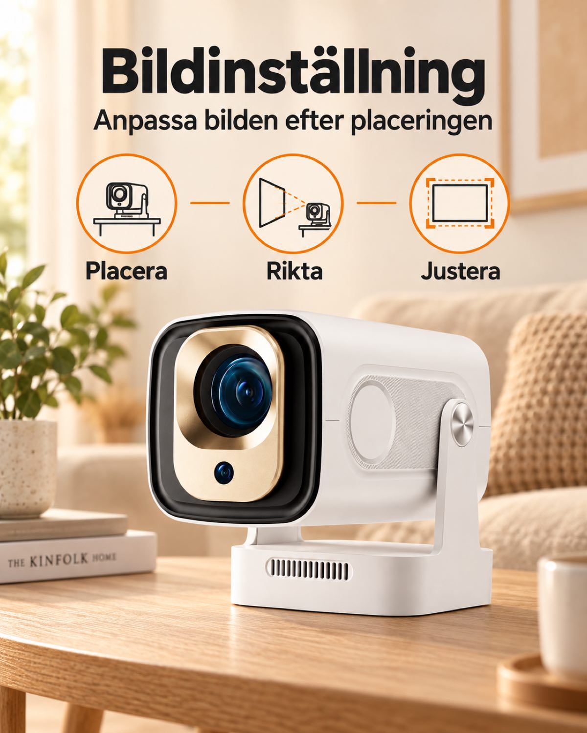 Miniprojektor Projektorland Nova – 260 ANSI-lumen, Full HD 1080p, Android, Wi-Fi 6 och Bluetooth 5.4