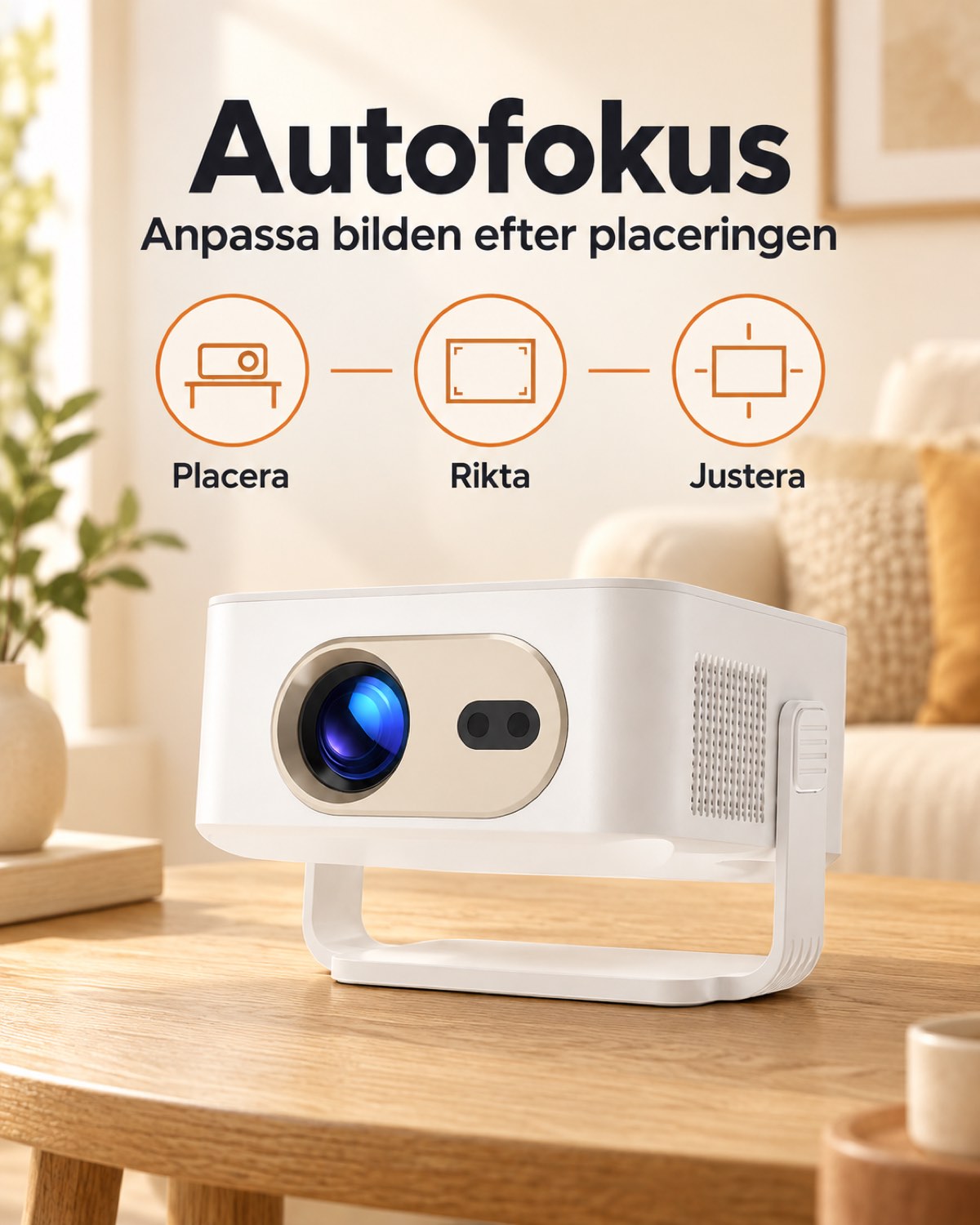 Miniprojektor Projektorland Vista – 260 ANSI-lumen, HD 720p, autofokus och Android 11