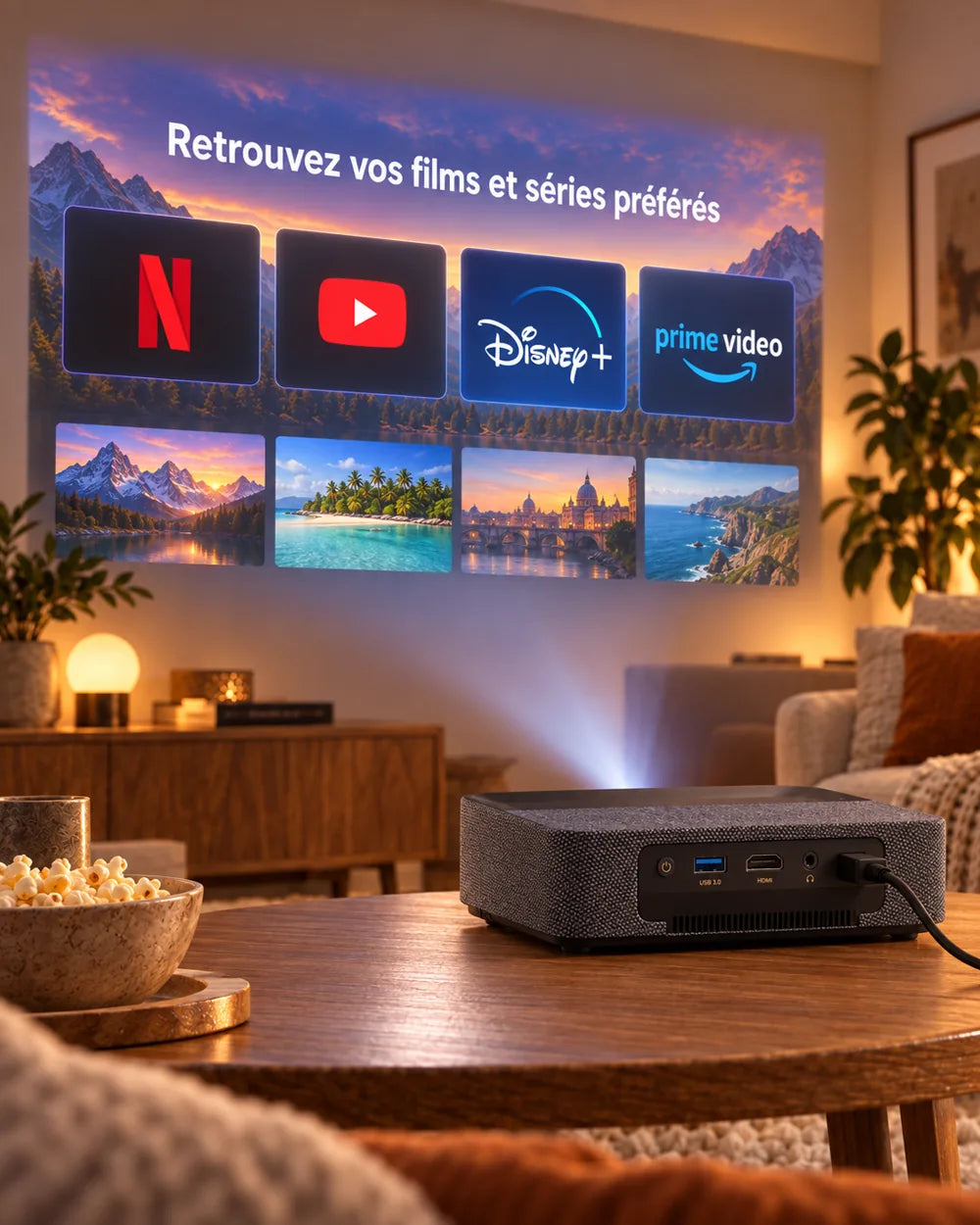 Projektorland Aura Laser – vidéoprojecteur laser compatible 4K UHD, 1100 lumens ANSI, Full HD natif