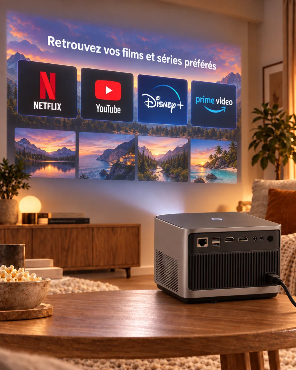 Projektorland Grand Cinema – compatible 4K, Full HD 1080p natif, 580 lumens ANSI, HDMI et USB