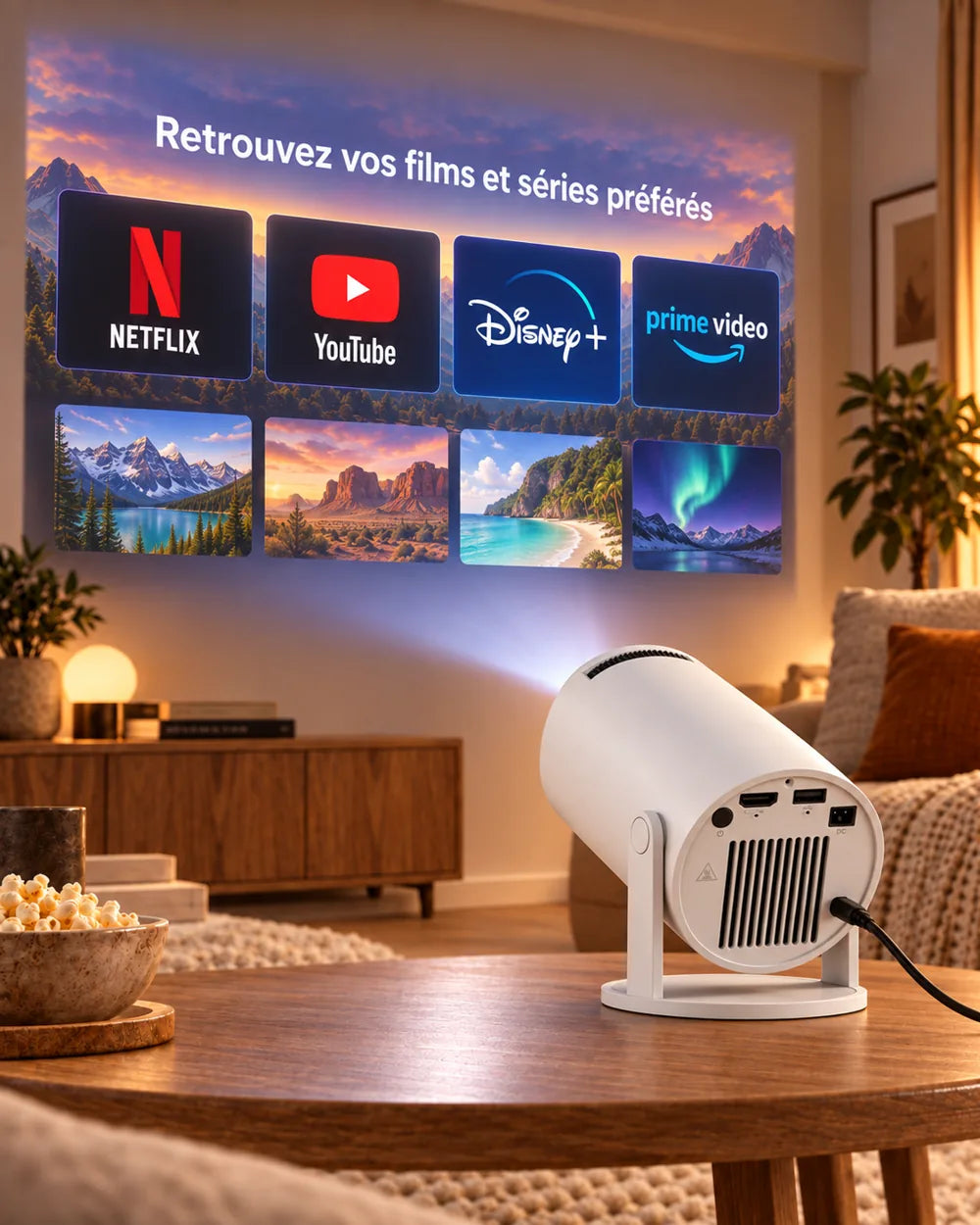 Mini-projecteur Projektorland Luma Compact – 200 lumens ANSI, HD 720p, Android 14, Wi-Fi 6 et haut-parleur 5 W