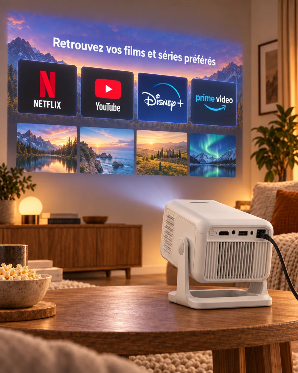 Mini-projecteur Projektorland Nova Plus – 420 lumens ANSI, Full HD 1080p, autofocus, Android et Wi-Fi