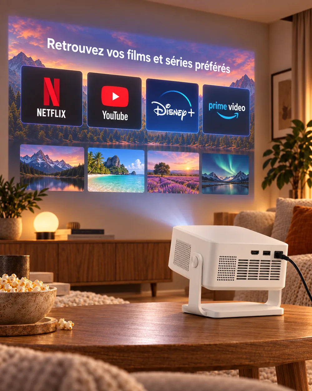 Mini-projecteur Projektorland Vista – 260 lumens ANSI, HD 720p, autofocus et Android 11